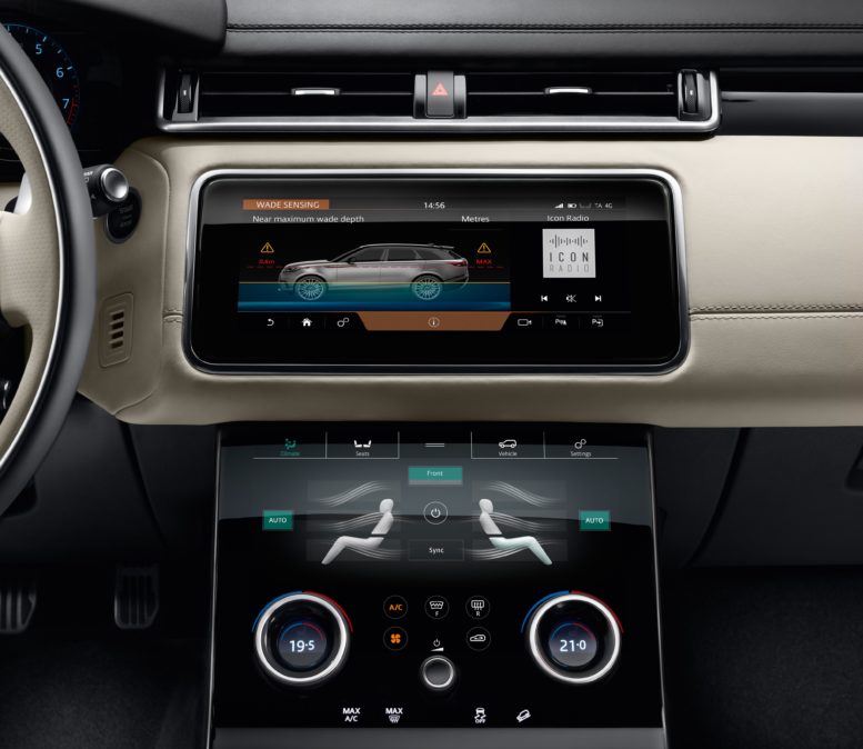 2018 Range Rover Velar interior: two 10-inch touch screens