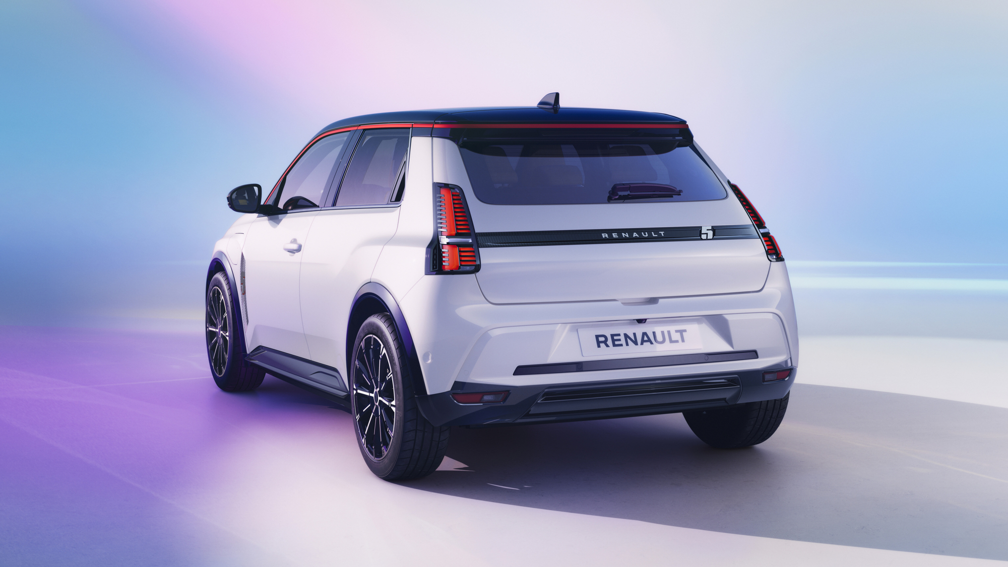 Renault 5 E-Tech Electric rear three-quarter view showing rear hatch and lights
